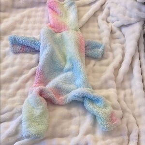 Pastel Rainbow Fuzzy dog pajamas